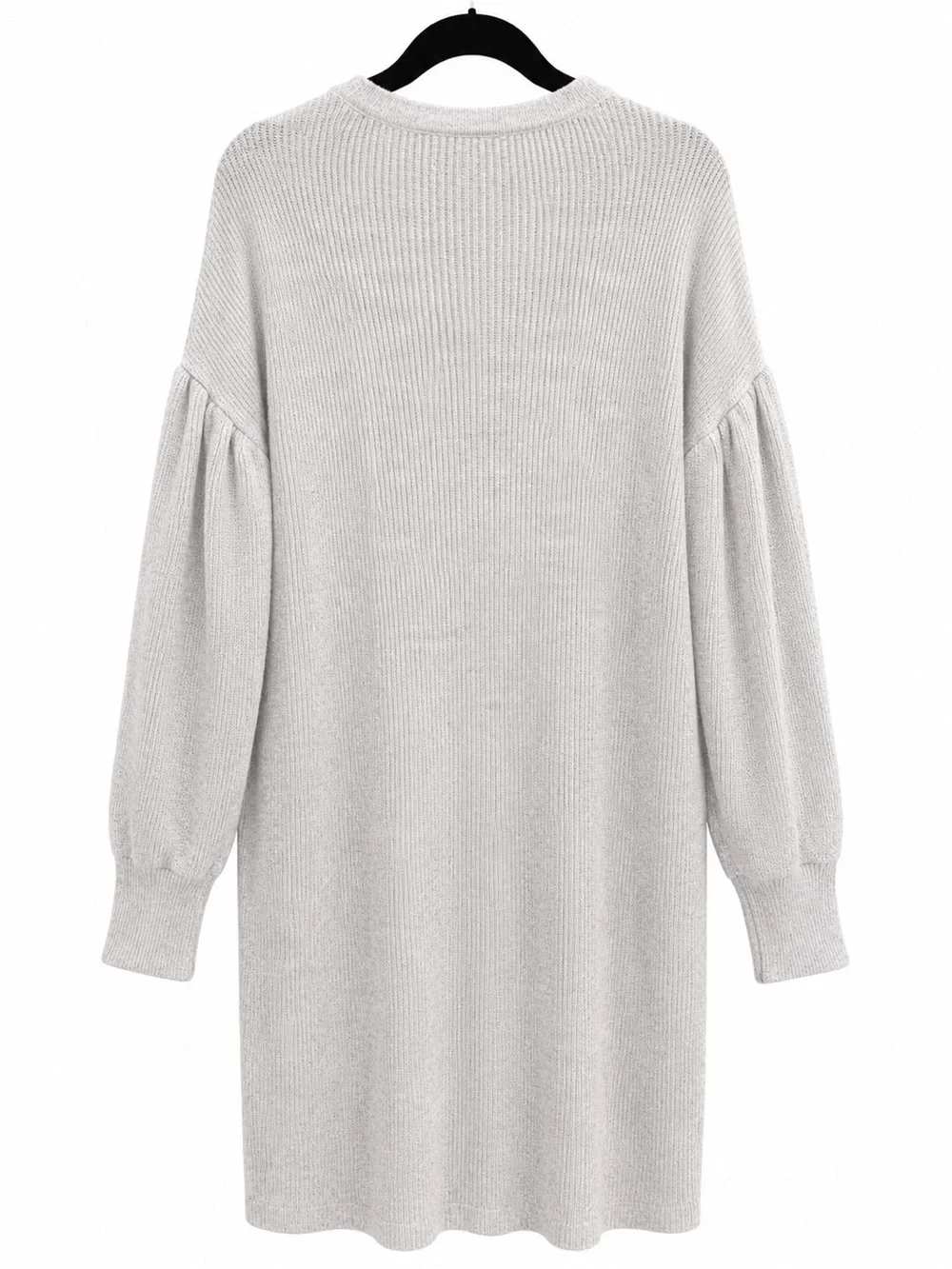 Express Open-Front Light Gray Cardigan with Puff Sleeves